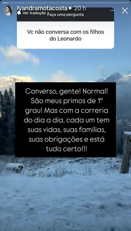 Filha de Leandro fala de sua relação com família de Leonardo