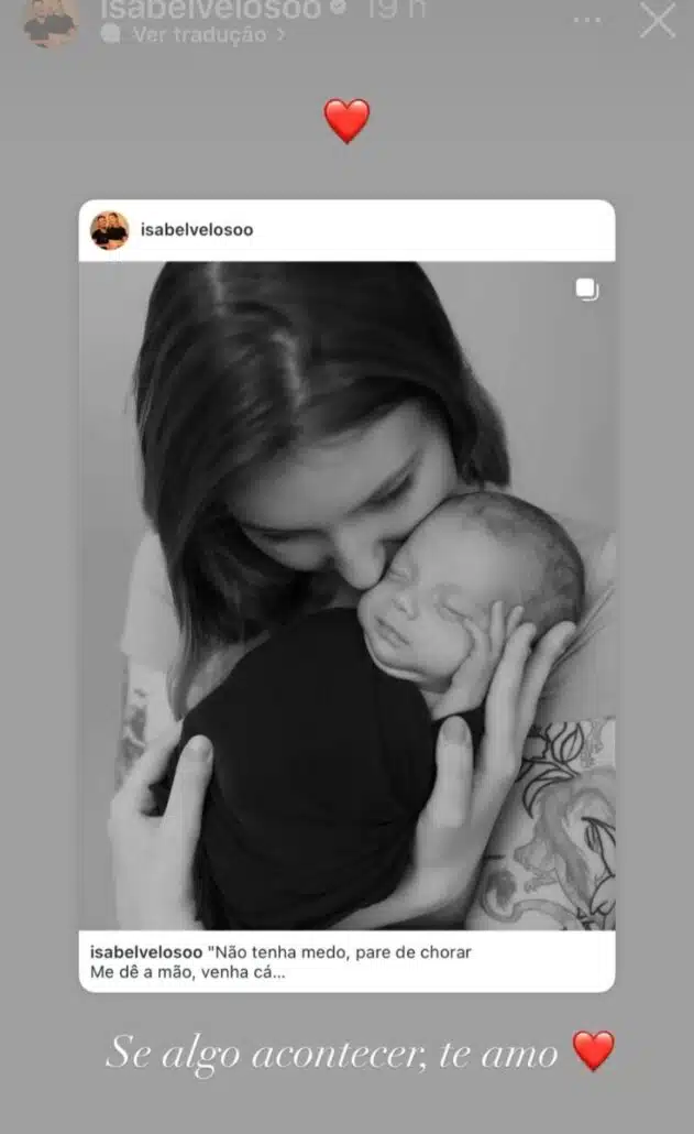 Isabel Veloso se declarou para o seu filho depois de operar