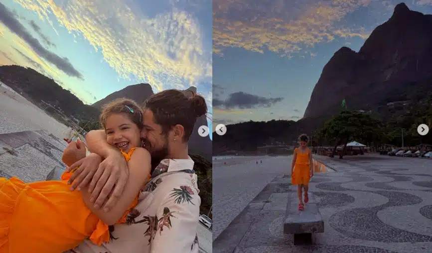 José Loreto em passeia com sua filha na praia no Rio de Janeiro e surpreende 