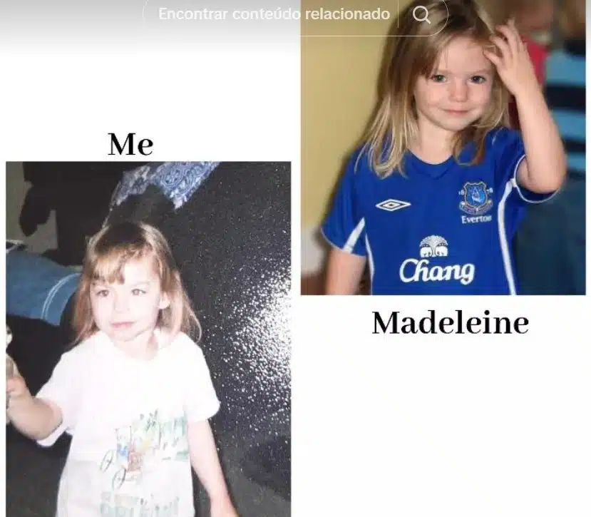 Eugenea na foto a esquerda e Madeleine McCann a direita