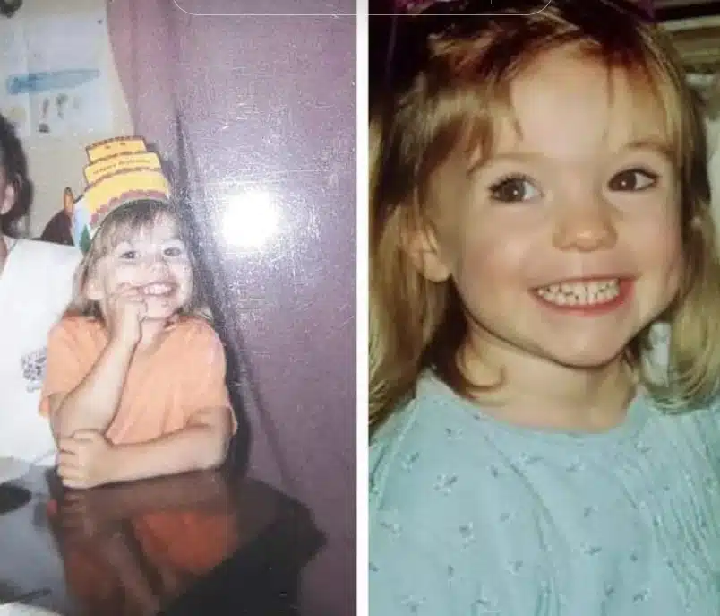 Eugenea comparando sua foto criança com Madeleine McCann