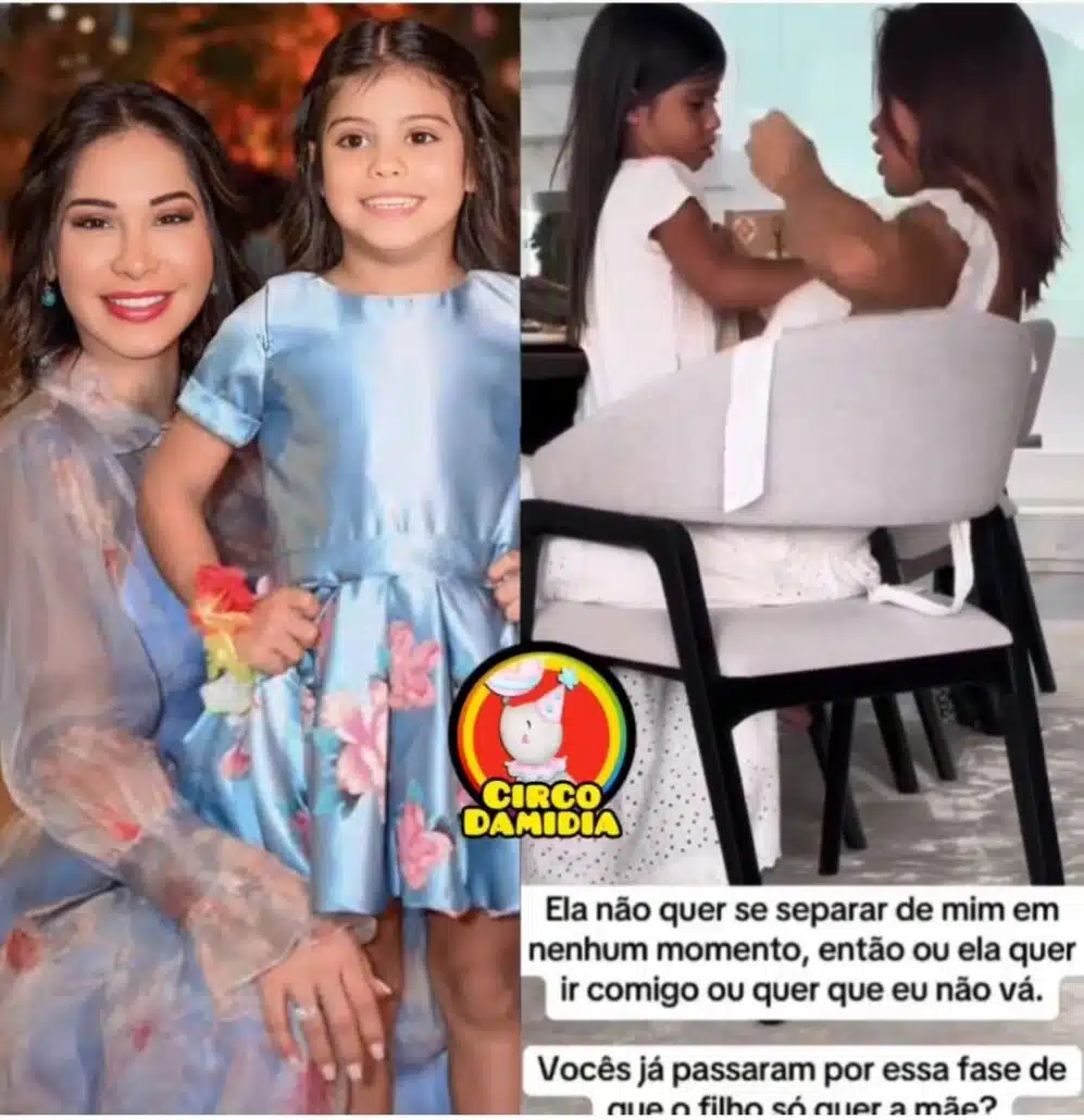 Sophia, filha de Maíra Cardi e Arthur Aguiar, tem ficado muito apegada a mãe