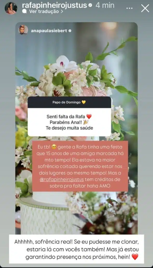 Rafaella Justus falando sobre não ir na festa da madrasta