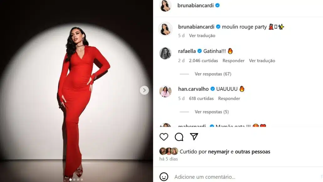 Rafaella Santos comentou em foto de Bruna Biancardi