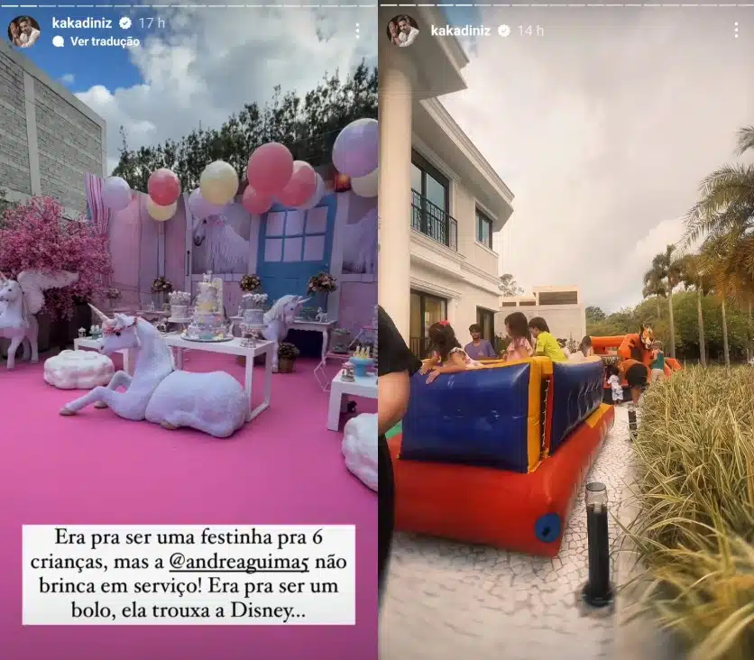 Simone Mendes e Kaká Dinis mostram decoração da festa de 4 anos da filha na mansão