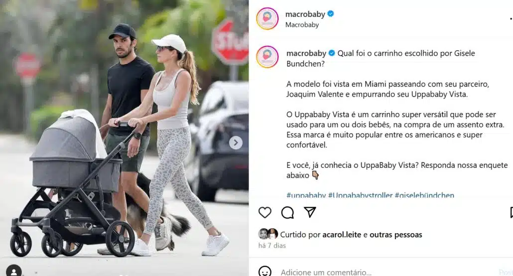Gisele Bündchen junto com o filho bebê e o namorado