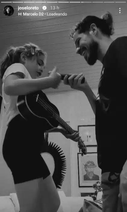 José Loreto surge tocando violão junto com sua filha e impressiona