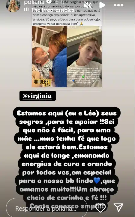 Esposa de Leonardo falando sobre o neto