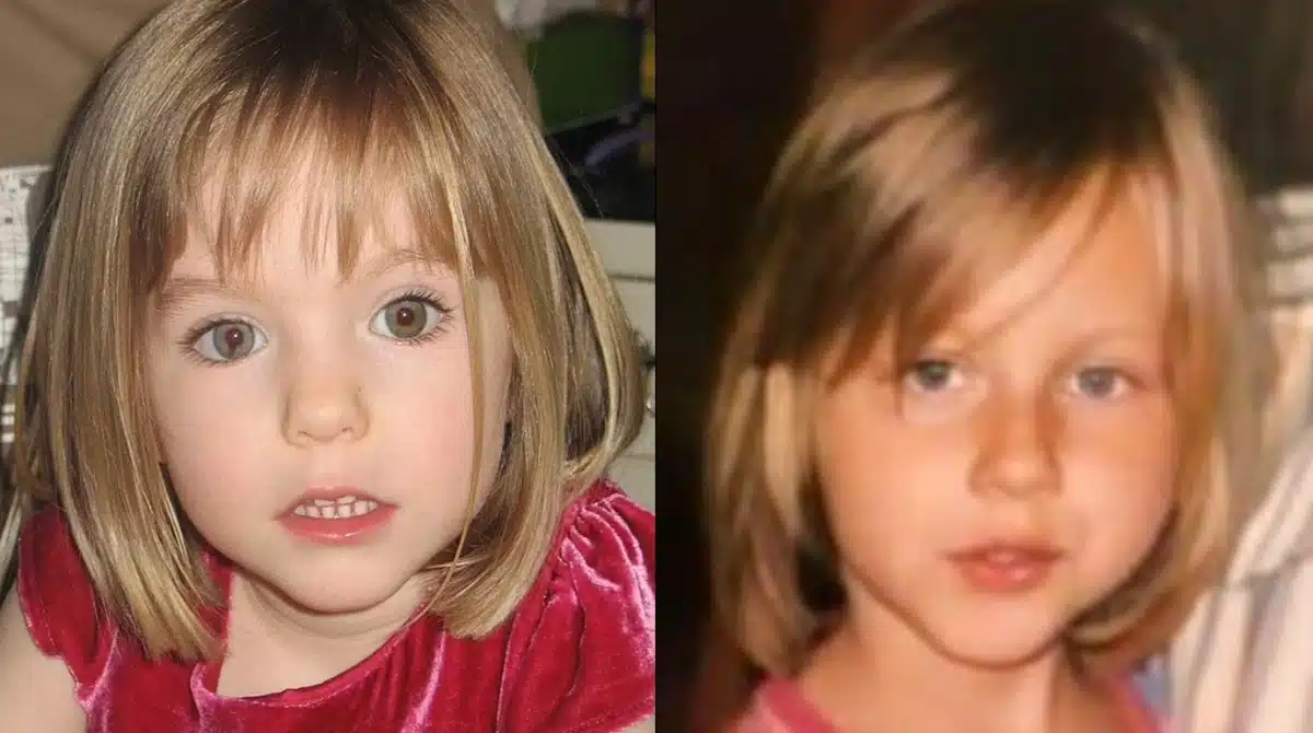 Julia Wandelt comparando foto sua de criança com Madeleine McCann