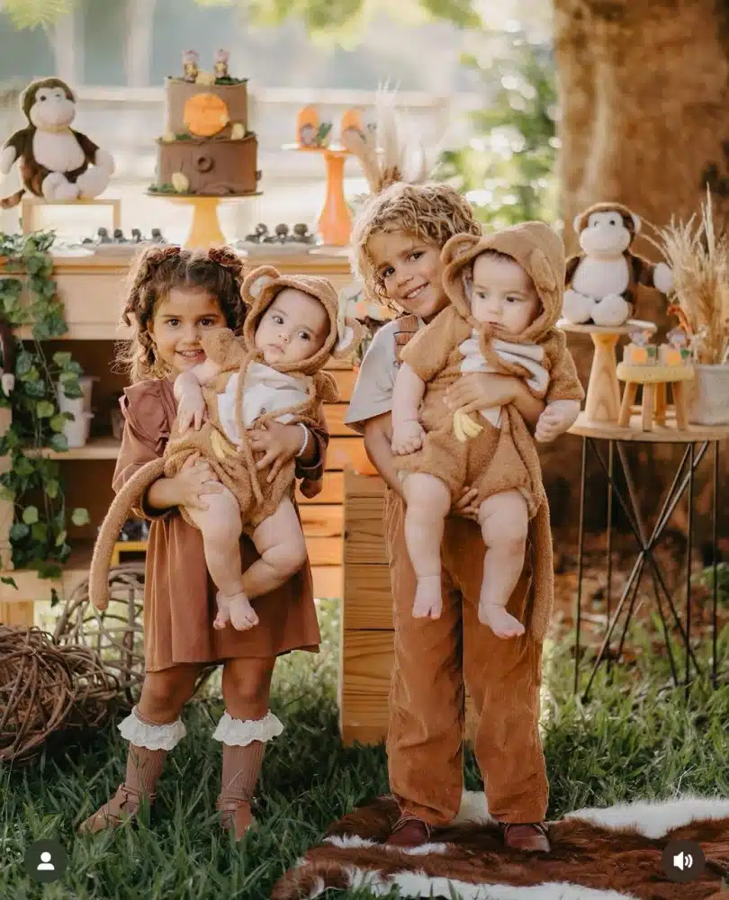 Biah Rodrigues, esposa de Sorocaba, mostrou uma linda foto dos 4 herdeiros juntos