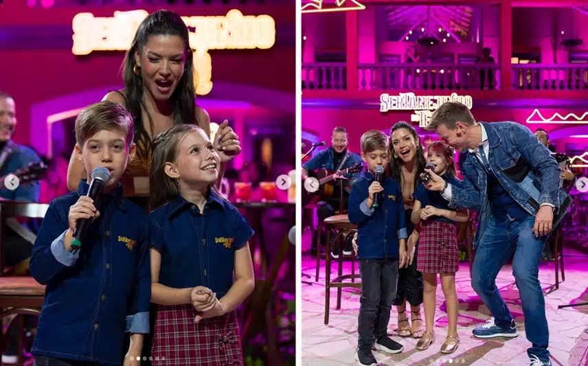 Thaís Fersoza e Michel Teló posam com os filhos no palco e surpreende 