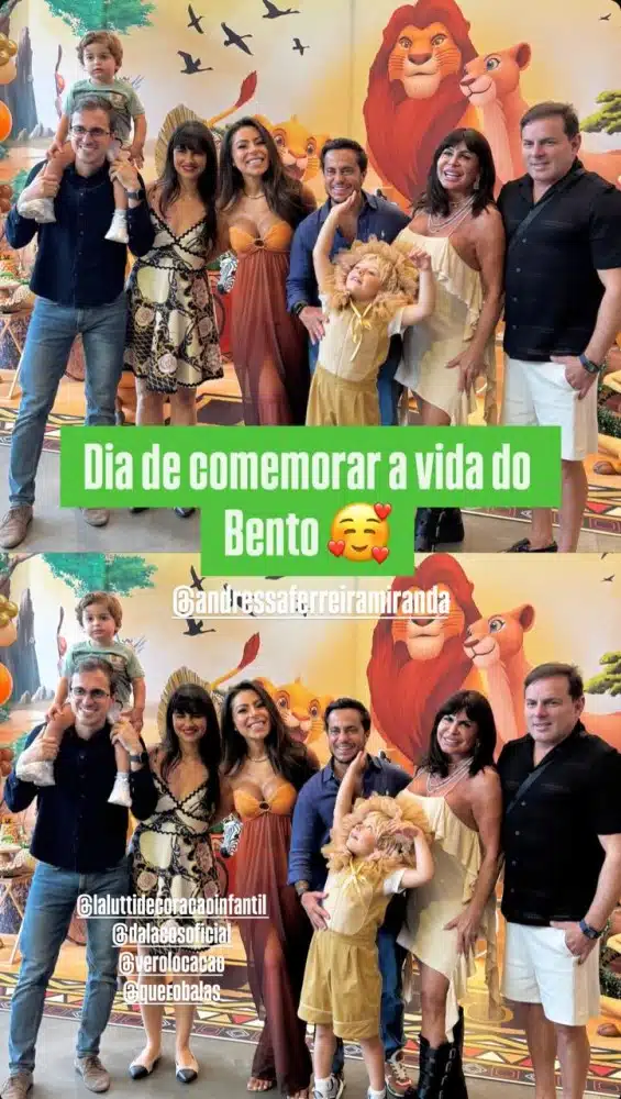 A avó do aniversariante, Gretchen, mãe de Thammy Miranda, esteve no aniversário