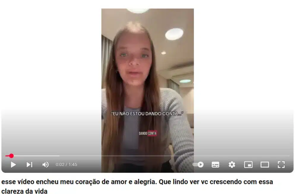 Ticiane Pinheiro compartilhou a reflexão da primogênita e a encheu de elogios