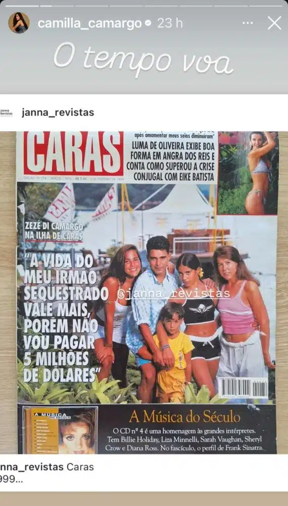 Camilla Camargo relembrou uma foto de Zilu e Zezé com a família reunida 