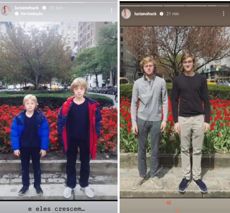 Filhos de Angélica posam em antes e depois e surpreendem 