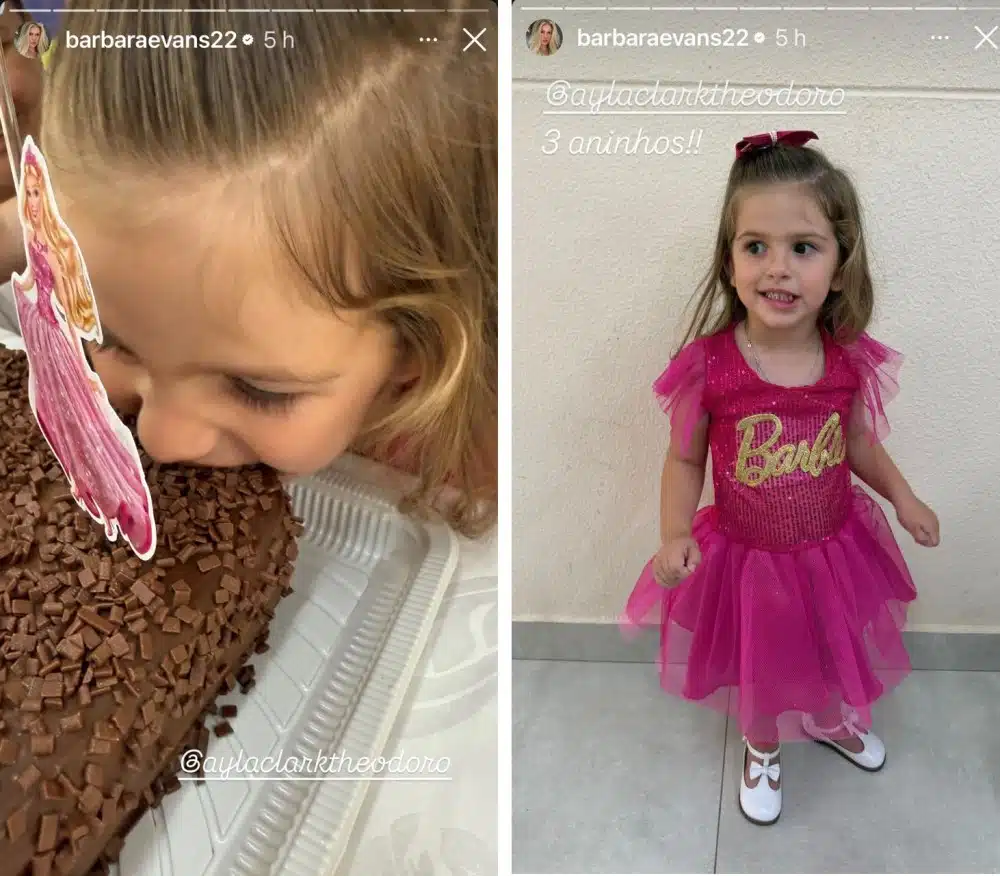A modelo Bárbara Evans mostrou a festa da filha na escolinha