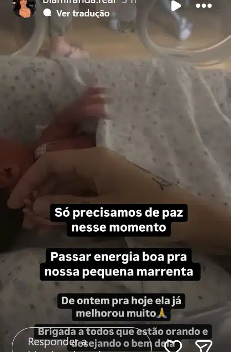 Bia Miranda atualizou sobre sua filha