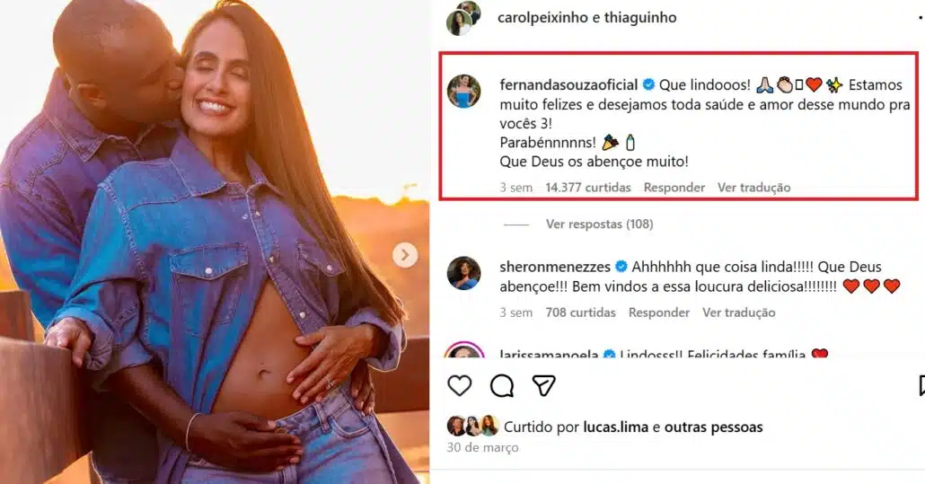 Fernanda Souza comentou sobre gravidez de Thiaguinho com Carol Peixinho