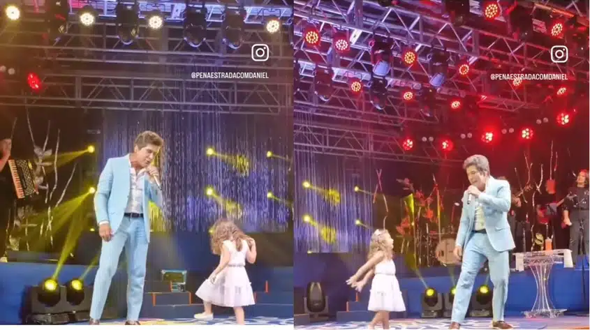 Daniel surge com sua filha caçula no palco e impressiona 