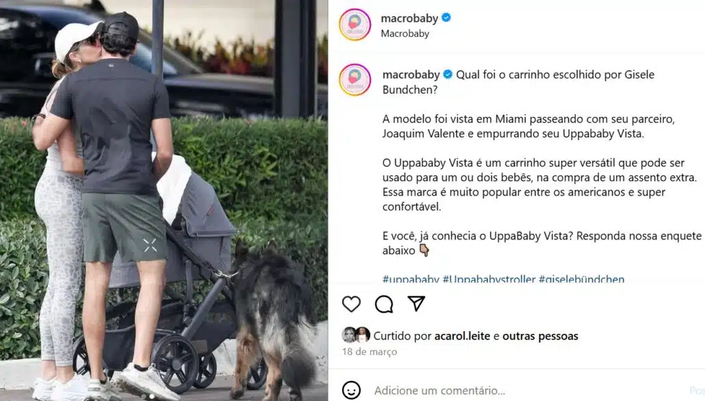 Gisele Bündchen passeando com o seu bebê