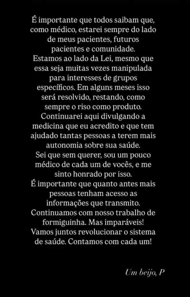 Pronunciamento do namorado de Sandy, Pedro Andrade