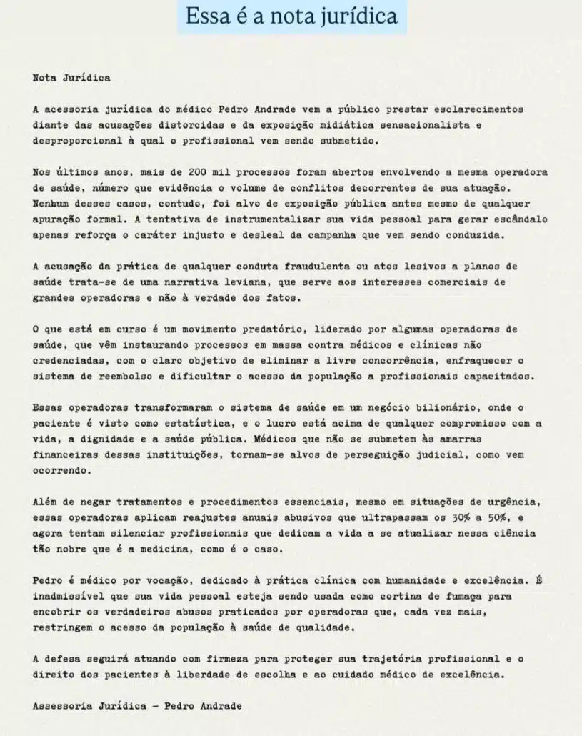 Nota que o namorado da cantora Sandy fez