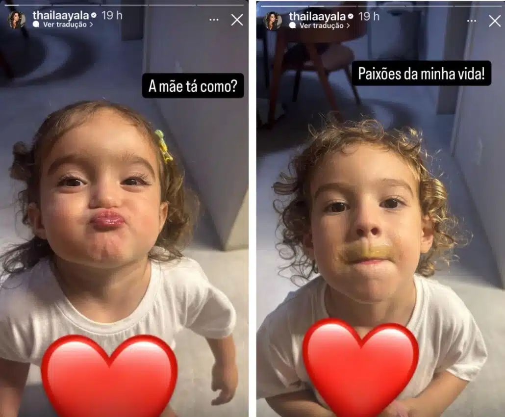 Tereza e Francisco, filhos de Thaila Ayala e Renato Góes, encantaram a mamãe
