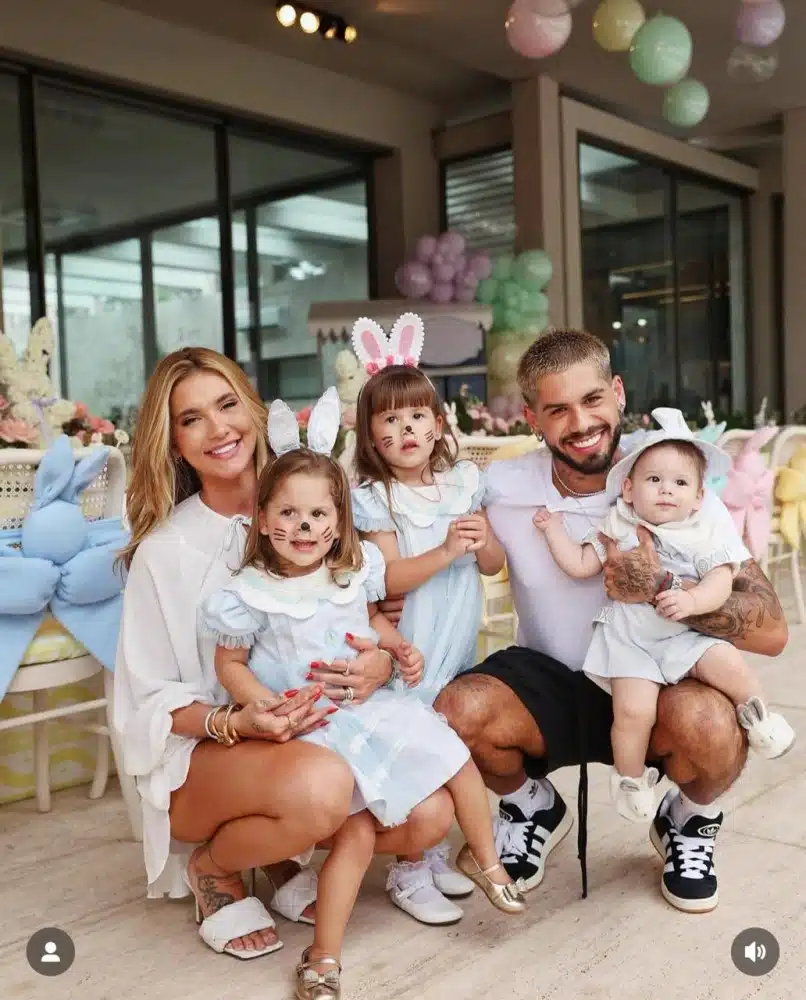 Virgínia Fonseca e Zé Felipe fazem festa com tema de Páscoa pros filhos