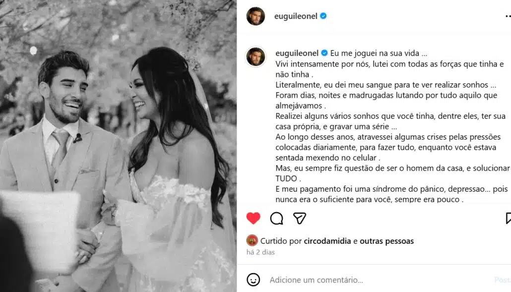Ex-marido de Carol Nakamura falando sobre o fim do casamento