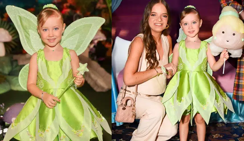 Vicky, filha caçula de Roberto Justus ao lado da irmã, Rafaella Justus na festa do seu aniversário de seis anos e surpreende
