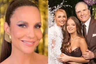 Ivete Sangalo surgiu com as filhas de Roberto Justus em um casamento