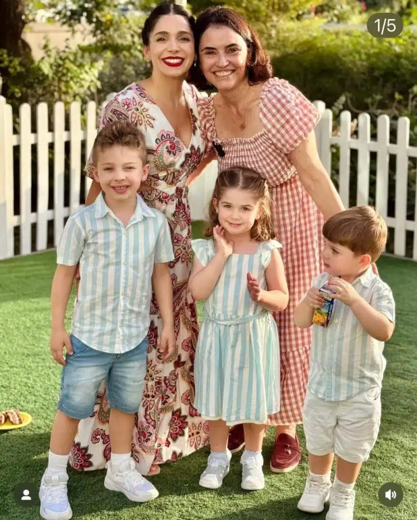 Sabrina Petraglia surge com os filhos em festa junina, em Dubai