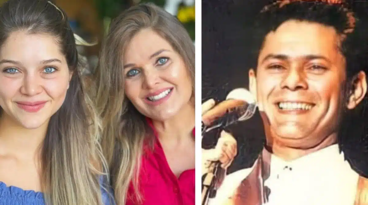 Viúva de Leandro posa com a neta caçula, bebê de Lyandra Costa, e se declara