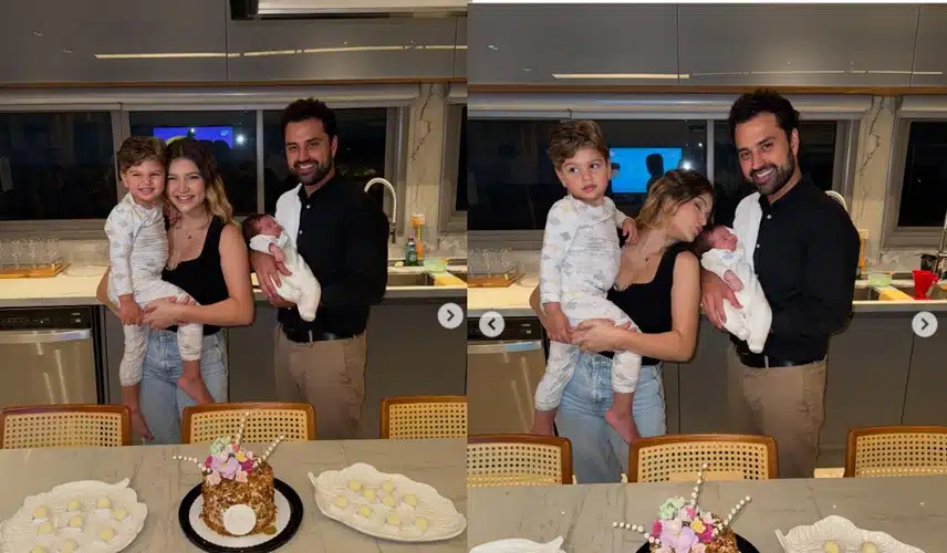 Filha de Leandro celebra 1 mês sua bebê com festa simples