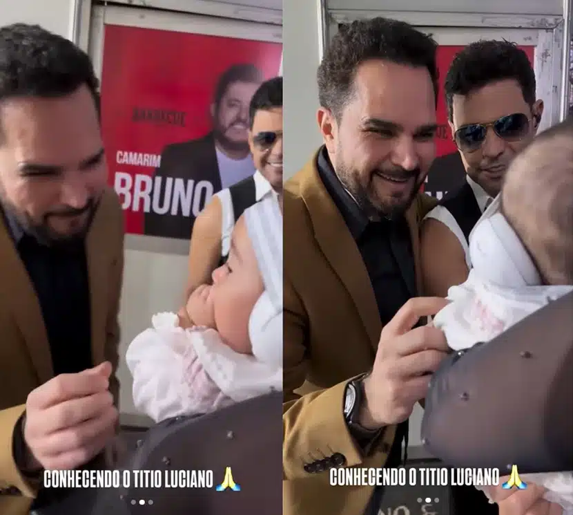 Luciano encanta ao conhecer a filha de Zezé Di Camargo após 5 meses