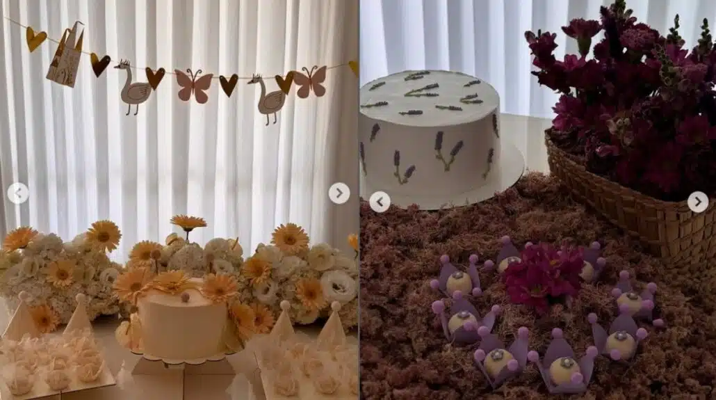 Amanda Kimberlly revelando duas das festas de mêsversários de Helena