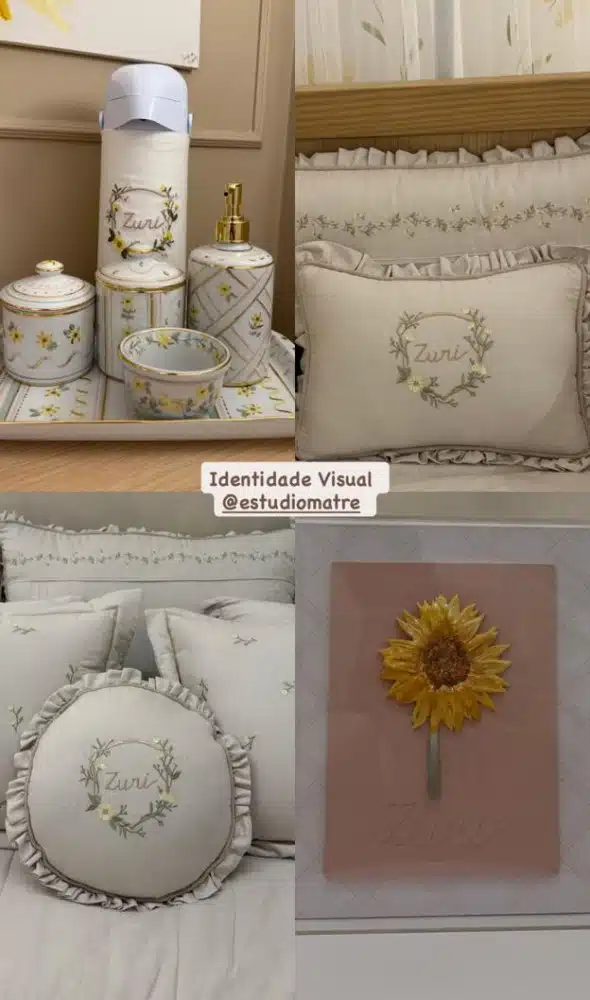 Vários itens do quarto da Zuri, bebê de Brunna Gonçalves e Ludmilla, são personalizados 