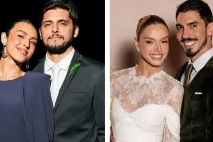 Yanna e Bruno Gissoni mostram as filhas de daminhas no casamento de Lancelotti