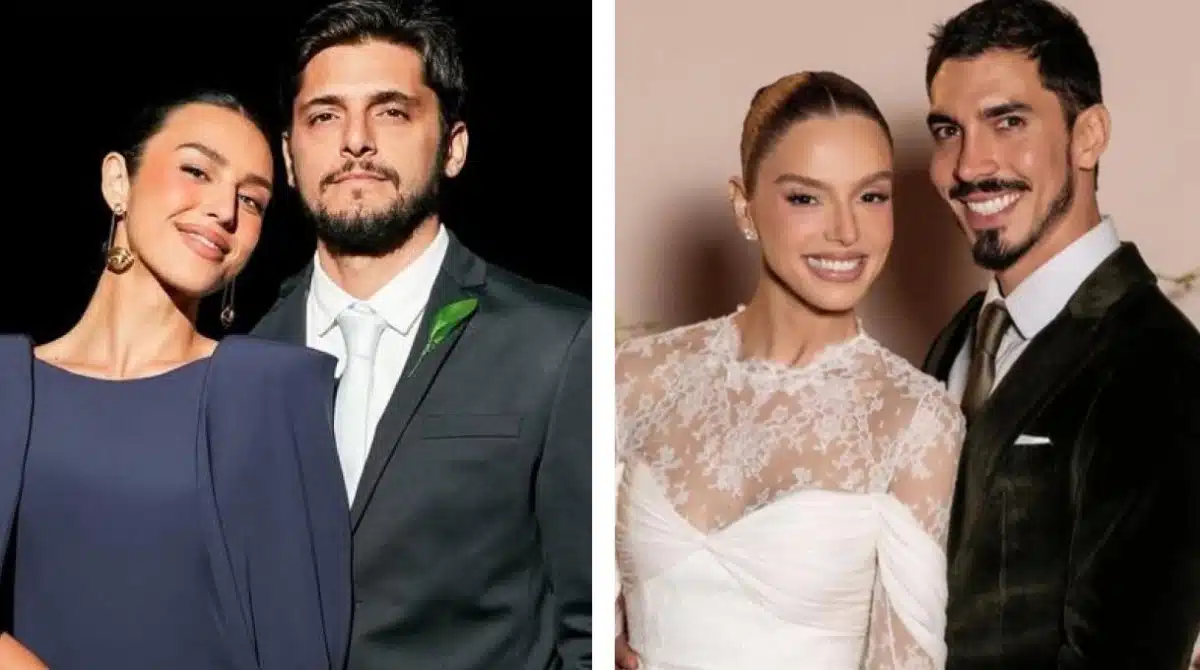 Yanna e Bruno Gissoni mostram as filhas de daminhas no casamento de Lancelotti