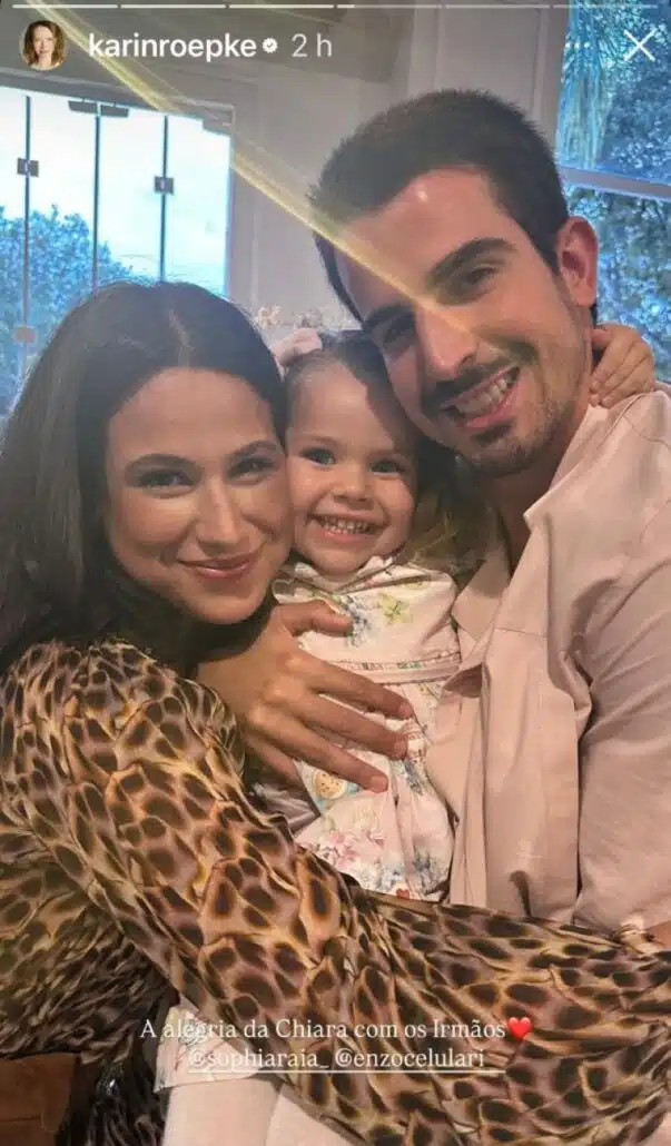 Os filhos do ator Edson Celulari se encontraram no evento