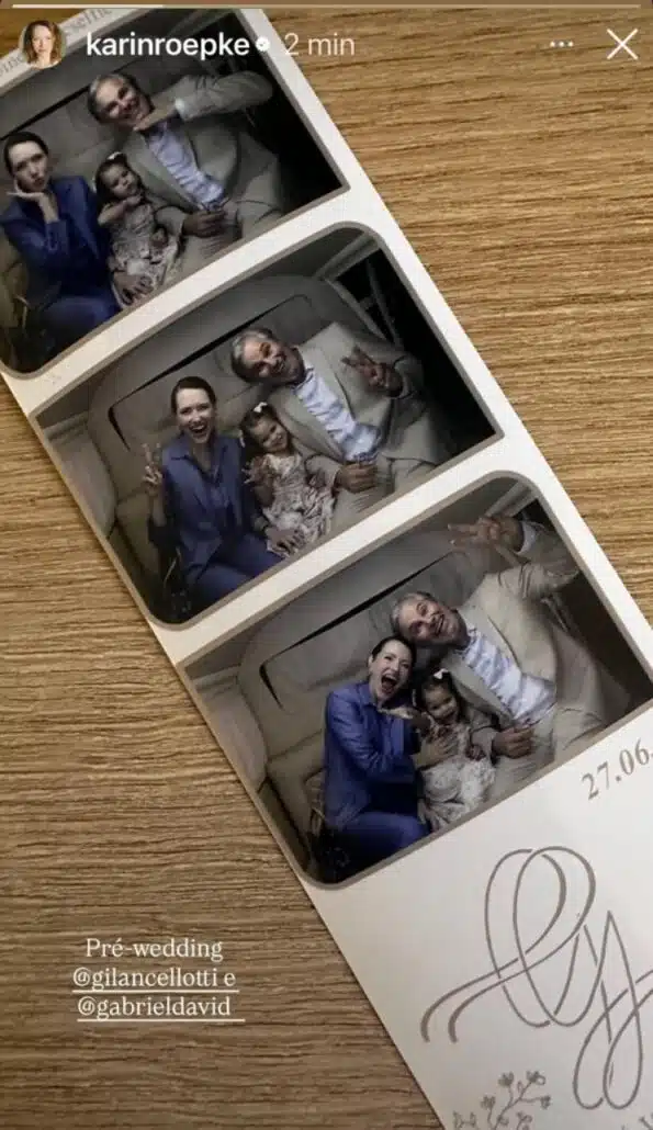 Edson Celulari com a esposa e a caçula no pré-wedding de Giovanna Lancellotti e Gabriel David