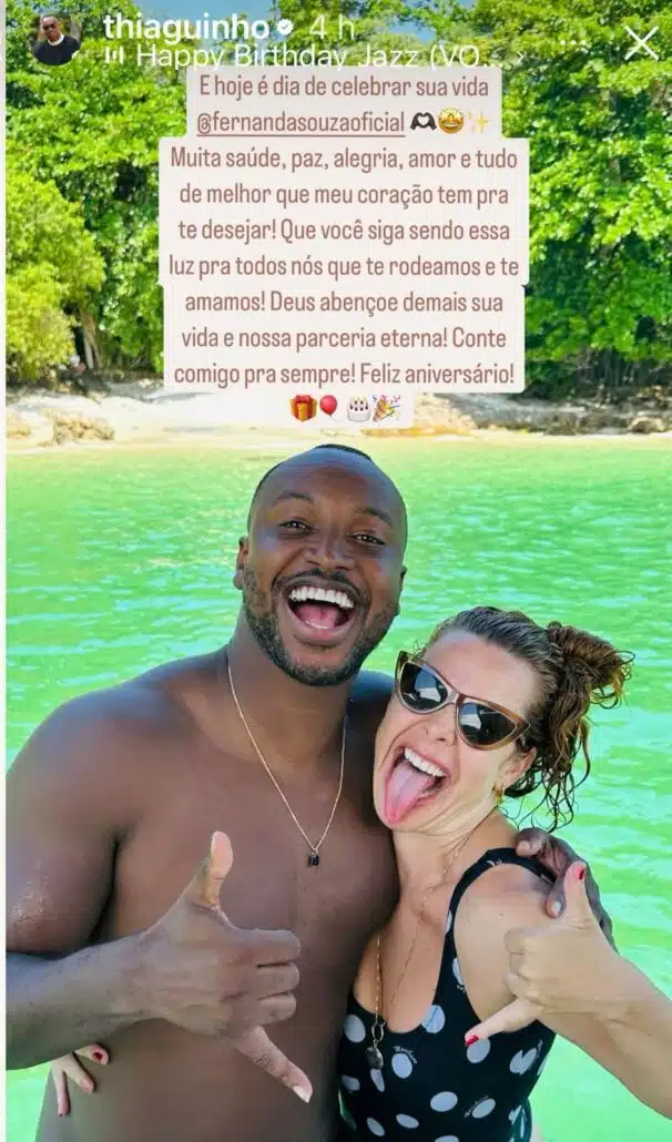 Fernanda Souza recebeu linda declaração de Thiaguinho
