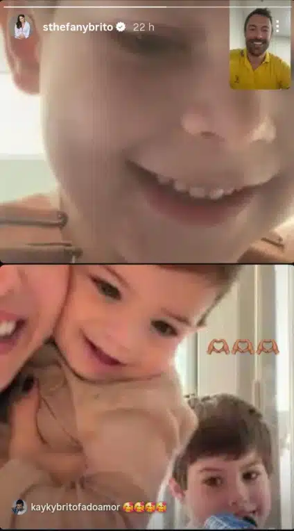 Kayky Brito faz vídeo chamada com o filho e os sobrinhos e encanta e encanta