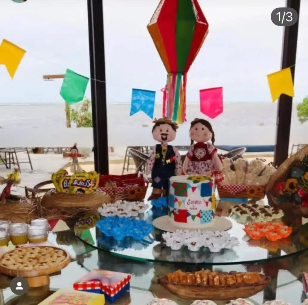 Serena, bebê de Jade Magalhães e Luan Santana, ganhou uma festa junina