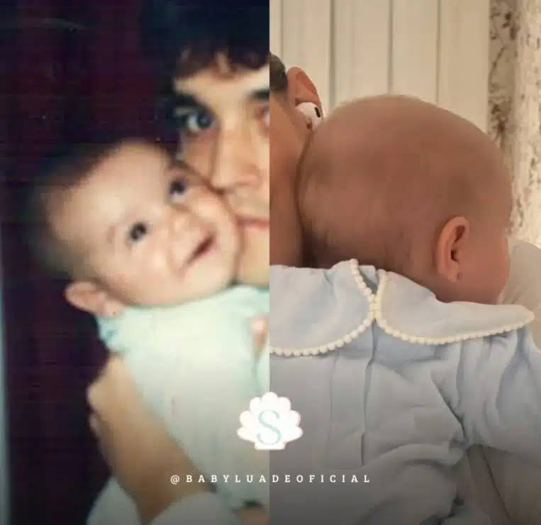 Luan Santana ainda bebê e a sua filha