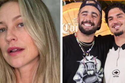 Filho de Luana Piovani e Pedro Scooby posa com Gabriel Medina