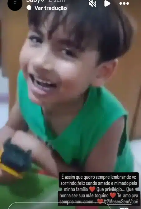 O menino Theo, que foi jogado da ponte pelo pai