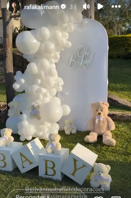 Tia de Rafa Kalimann fez a decoração do seu chá revelação