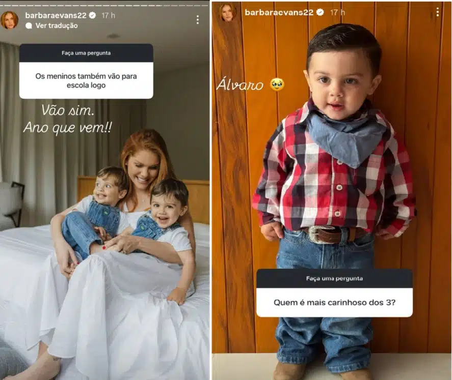 Bárbara Evans explica quando os gêmeos vão para a escolinha e surpreende