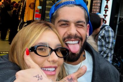 Virgínia e Zé Felipe posam na festa de 10 meses do caçula